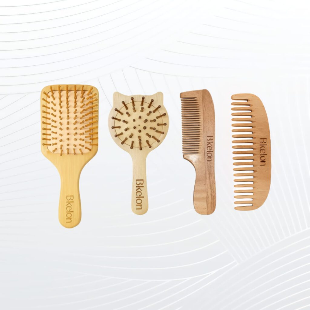 Bamboo Brush and Neem Wooden Comb Daily Harir Care set